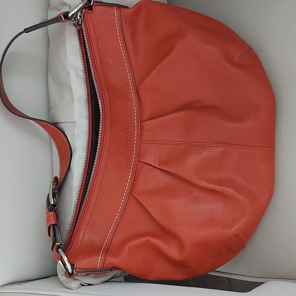 Coach burnt orange leather bag/purse - Picture 7 of 9